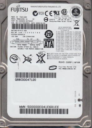 MHW2120BJ G1 Fujitsu 120GB SATA 2.5 Inch Hard Drive